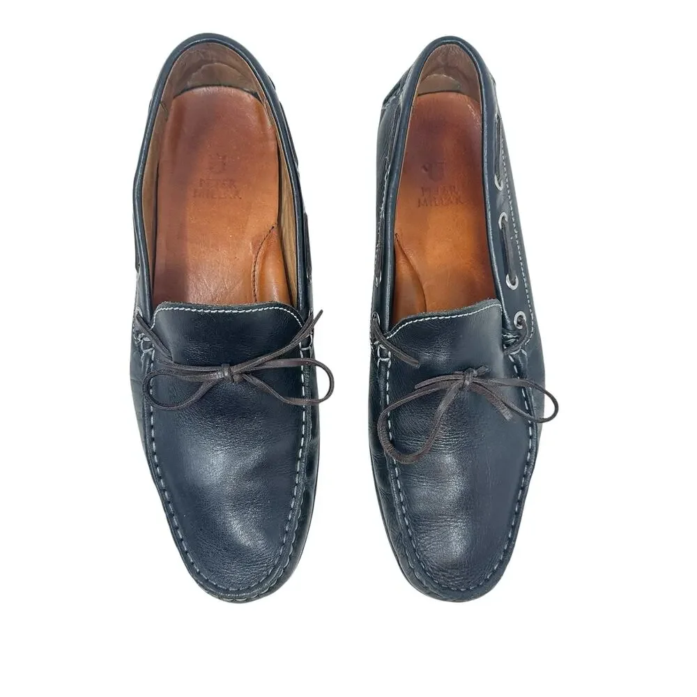 Peter Millar Pebbled Leather Driver‎ Moc Loafers Black Driving Shoes Men's 9M